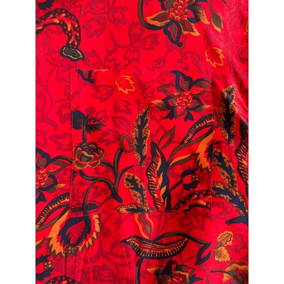Vintage Jennifer Moore Womens ButtonUp Blouse Sz 8 100% Silk Red Floral Classic - Picture 5 of 10
